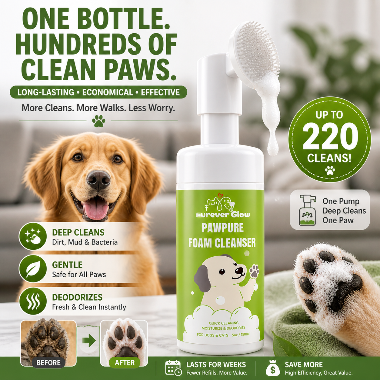 FureverGlow™ PawPure Foam Cleanser
